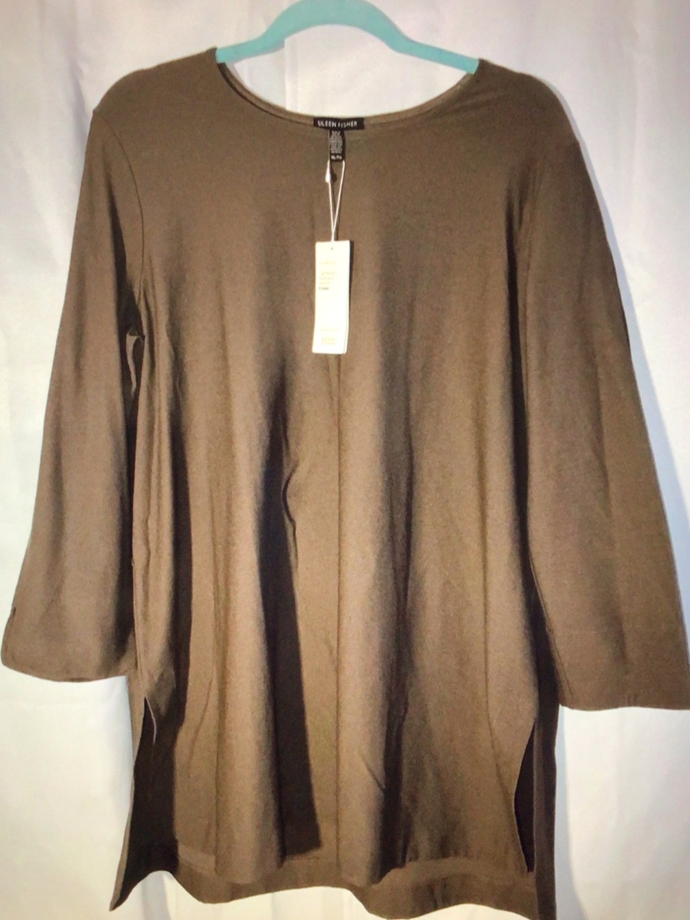 Eileen Fisher Olive-Brown Long Sleeve Tunic